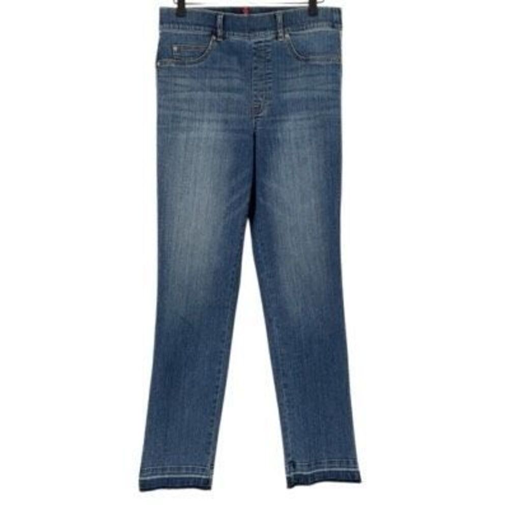 Spanx Blue Denim Pull-On Stretch High-Rise Straight Leg Jeans Medium Wash Large